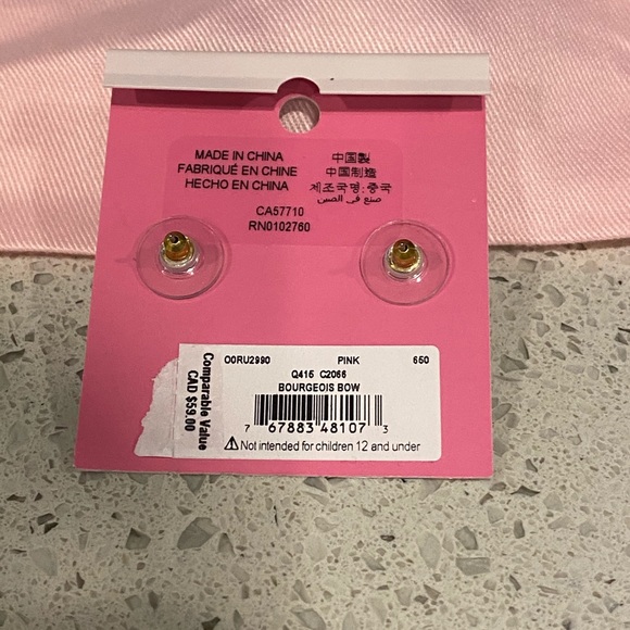 NWT Kate Spade Pink Bourgeois Bow Stud Earrings - Picture 6 of 6